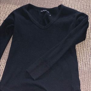 Black Long Sleeve Waffle/Thermal Tee